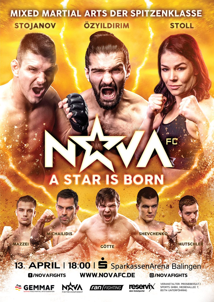 Mixed Martial Arts der Spitzenklasse – Nova Fighting Championship kommt in die Sparkassen-Arena nach Balingen! 🌠 

Holt euch jetzt eure Tickets! ran-fighting.reservix.de