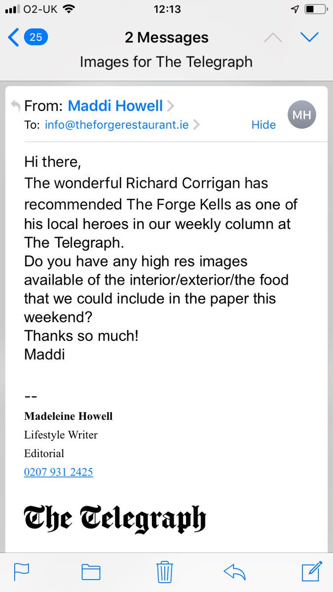 ForgeRestauran1's tweet photo. @CorrigansFood @VPLodge Thanks very much appreciated #londonpapers https://t.co/ZXksi9LR4K