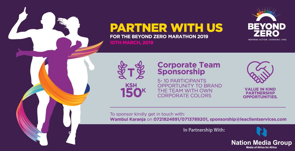 NationAfrica's tweet photo. SPONSORED: Run at the #BeyondZero Half Marathon and let's change the lives of our fellow Kenyans for the better. Register online today https://t.co/URVG7TkUXv ! #RunForEachOther #BeyondZero #IAmBeyondZero https://t.co/gFw0P7ByE5