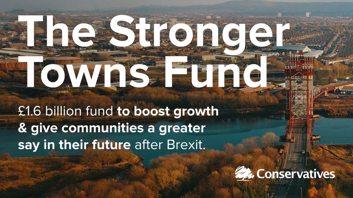 theresa_may's tweet photo. We want to make our economy work for every community. So we are launching a new £1.6 billion Stronger Towns Fund for English coastal, market and industrial towns. They have a glorious heritage, huge potential and, with the right help, a bright future ahead. https://t.co/Ke4ddEFg7Y