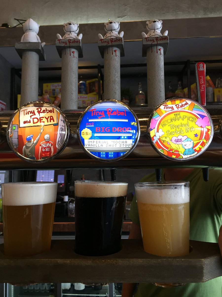 First time visiting a Tiny Rebel bar or can you just not make up your mind? Either way a flight of thirds is a great way to taste your way to being an expert Rebel 🍺💪🏻 #beerpaddle #tinyrebel #brewerybar