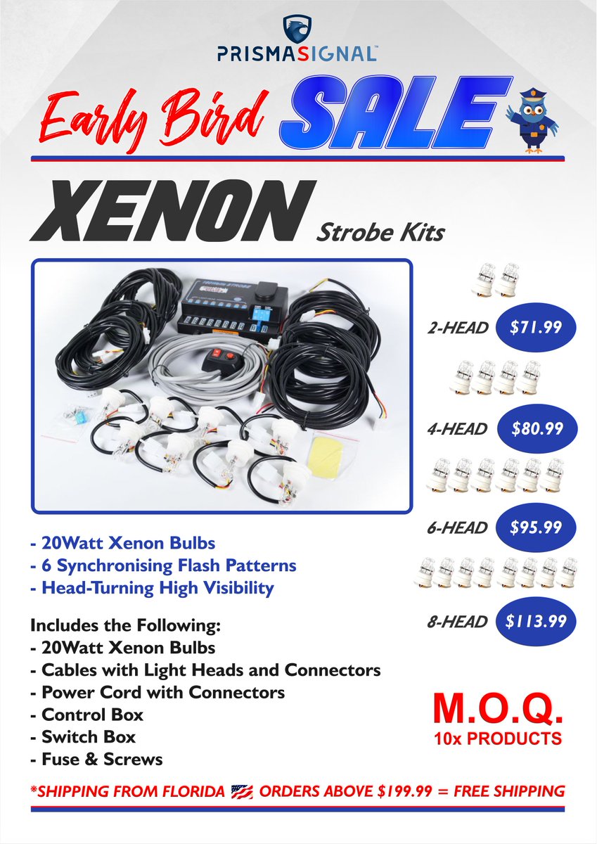 PrismaSignal's tweet image. SALE SALE SALE!

Xenon Strobe Kits are the ultimate for high visibility!

With eye-catching flash patterns and high-quality installation cables.

Get yours now by sending us an email at
info@prismasignal.com

#emergencylights #publicsafety