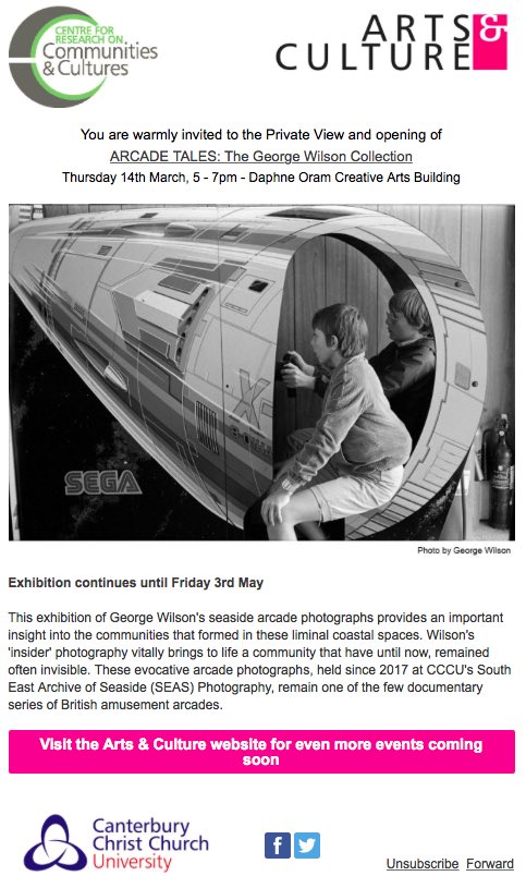 SEASPhotography (@seasphotography) on Twitter photo To all our friends and supporters we are thrilled to invite you to the PV of ARCADE TALES: The George Wilson Collection. See attached - the Daphne Oram’ is located <a href="/CanterburyCCUni/">Canterbury Christ Church University</a> North Holmes Rd Campus. Come gather! To all our friends and supporters we are thrilled to invite you to the PV of ARCADE TALES: The George Wilson Collection. See attached - the Daphne Oram’ is located <a href="/CanterburyCCUni/">Canterbury Christ Church University</a> North Holmes Rd Campus. Come gather!