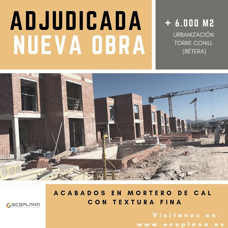 ecoplana's tweet photo. Adjudicación nueva obra en #Bétera Urbanización Torre Conill. Más de 6.000 m2 de acabados en mortero con textura fina. Gracias a https://t.co/sPWMFClzV3 por confiar en ECOPLANA.decorative building
#profesionales #monocapa #obranueva 
Visitanos en ➡️ https://t.co/VUJcRiqjCs https://t.co/MWmTfBBXur