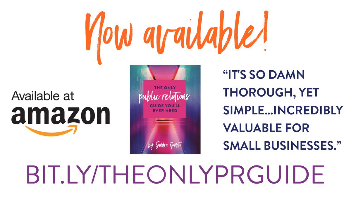 SandraNomoto's tweet photo. Excited to finally call myself an author. My first #book, The Only #PublicRelations Guide You'll Ever Need is available on #Amazon. Soon on Amazon Canada. https://t.co/yw5wcUOgWw
#theonlyprguide  #bookbuzz #selfpub #prbook #prguide #marketingbook #businessbook #marketingguide https://t.co/D2x5waPwmr