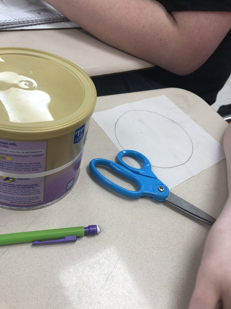 a_w_sapp's tweet photo. Learning about circumferences, Pi, and diameters with a hands-on activity! #RealWorldGeometry #EnfamilCansCameInHandy #ItsAlmostPiDay @haleybnesmith @lblair15 https://t.co/4K5ltgfKo6