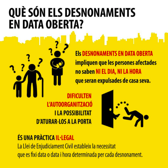 ObservaDESCA's tweet photo. [COMUNICAT] Des de l’any passat s’ha vingut denunciant la fixació per part dels jutjats de primera instància de Barcelona de desnonaments amb data oberta,  la pràctica dels desnonaments oberts incompleixen la legalitat

El nostre comunicat👉🏽 https://t.co/8R0npmKsnv #CapDataOberta https://t.co/OvpfLCNuvg