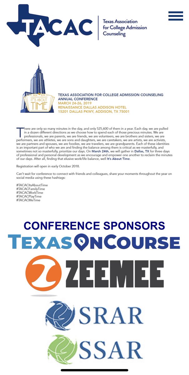 ZeeMeeApp's tweet photo. We are counting down the days and can’t wait to see all our Texas friends at the #TACAC annual conference! #TACACItsAboutTime #TACACWorkTime #TACACPlayTime https://t.co/n80tgS69C1
