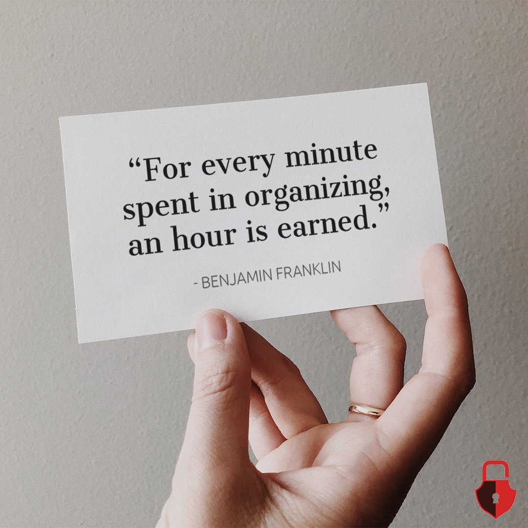 LynchStorage's tweet photo. “For every minute spent in organizing, an hour is earned.” - Benjamin Franklin
#MondayMotivation #OrganizationNerd https://t.co/wyJwtCY1pD
