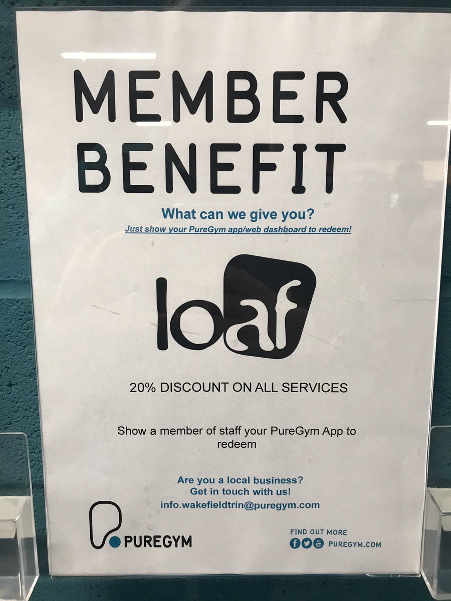 Another great local member benefit for you!  20% off all services at loaf hair! Keep an eye on our benefits board for more great discount! <a href="/LoafSheffield/">Loaf Hair Woodseats</a> #memberbenefits #Sheffieldissuper #hairsalon #woodseats #PureGym