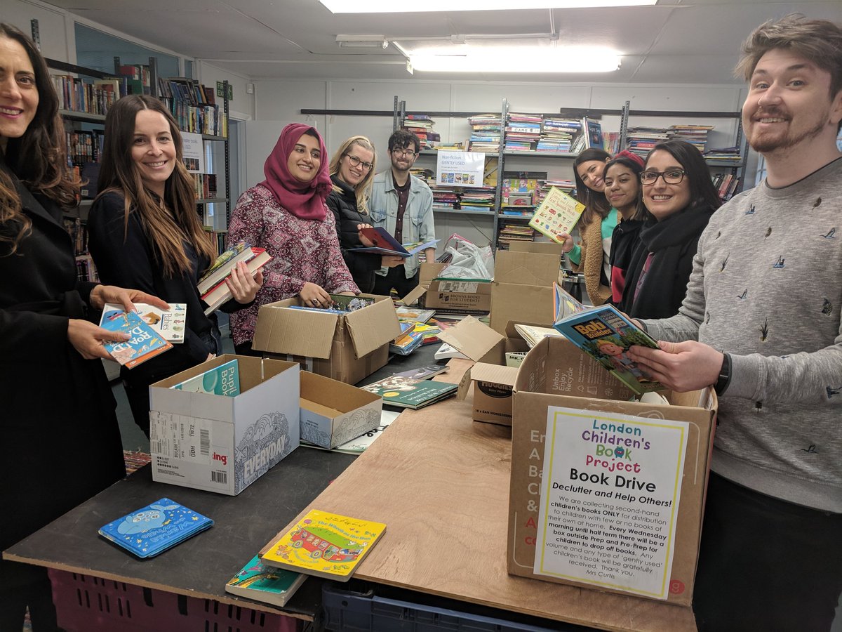 A HUGE thank you to the team from <a href="/GroupSJR/">SJR</a> which is working like the clappers to sort 4,000 books for us this afternoon!!! 👏👏👏