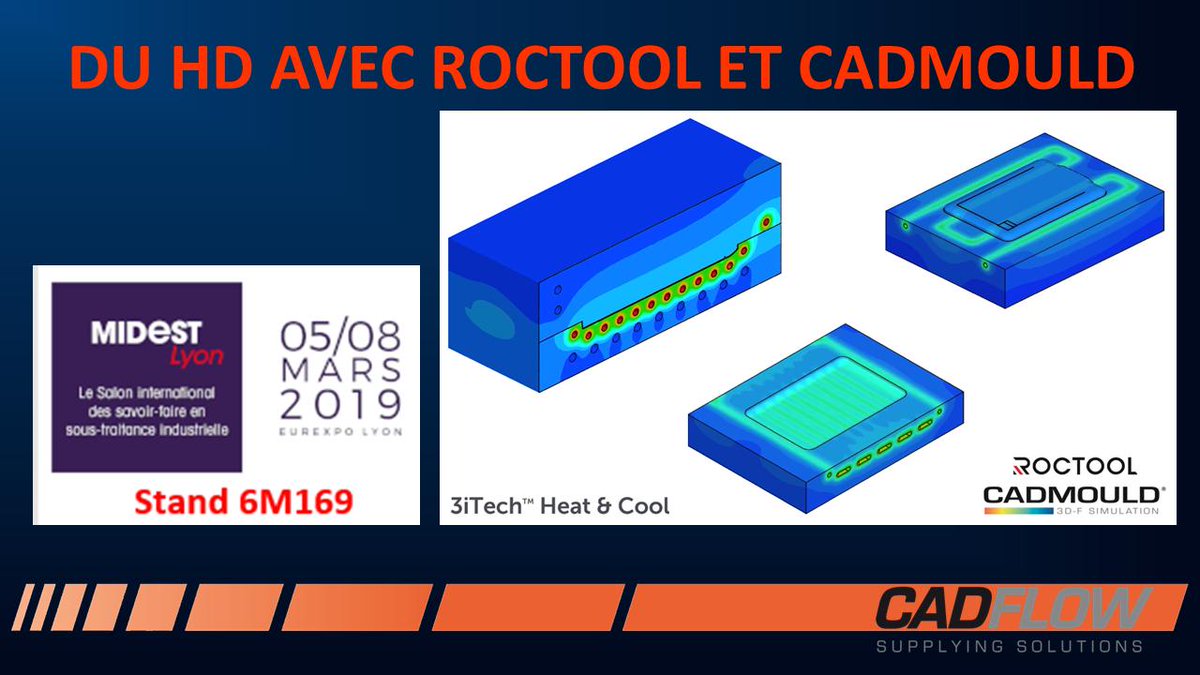 roctool's tweet image. Roctool and Cadflow France joining together at the #midest show in #Lyon. Remy Voog will welcome you - stand 6M169 - from March 5th to March 8th.
To learn more about this partnership: lnkd.in/gT6P3UV

#midest2019 #HDplastics #molding #technology #heatandcool