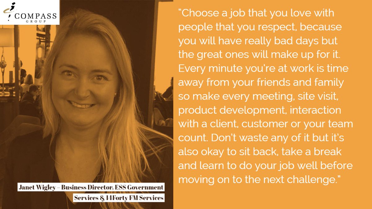 In honour of #InternationalWomensDay2019 , this week we have been speaking to some of the inspiring women in our business to hear their stories and share their advice to colleagues looking to excel in their careers.  Janet Wigley says.. #teamCompass #BalanceforBetter 👩‍🍳🍴