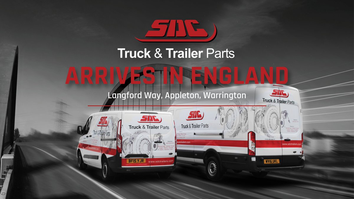 SDCParts's tweet photo. Some very exciting news at SDC Truck&amp;Trailer Parts today....we have opened our first branch in England! 
Located at Langford Way, Appleton, Warrington, read more about our latest branch here https://t.co/pBA4ugoUkx https://t.co/2jioHUT9Tu