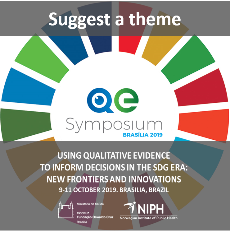 QeSymposium's tweet photo. Let's bridge #KnowDoGap #Together: suggest a theme for the #QESymposium @Fiocruz_BSB Brasilia 9-11 Oct https://t.co/gJu92c7yaM &amp; help tackle the #SDGs @CERQualNet @cochranecollab @campbellreviews @pahowho @H_S_Global @minsaude @3ieNews @esocite @bireme @McMasterForum @IAIAnetwork https://t.co/8gH5KploVk