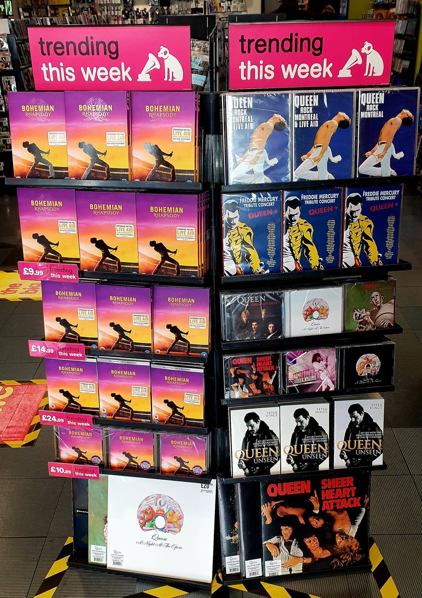 hmvLlandudno's tweet photo. The brilliant @BoRhapMovie is out today starring @ItsRamiMalek in an Oscar winning role as the late, great Freddie Mercury. We also have all of your favourite Queen albums in stock too at HMV Llandudno!

#StompForQueen #Queen #BohemianRhapsody https://t.co/EuOGcPJdRO
