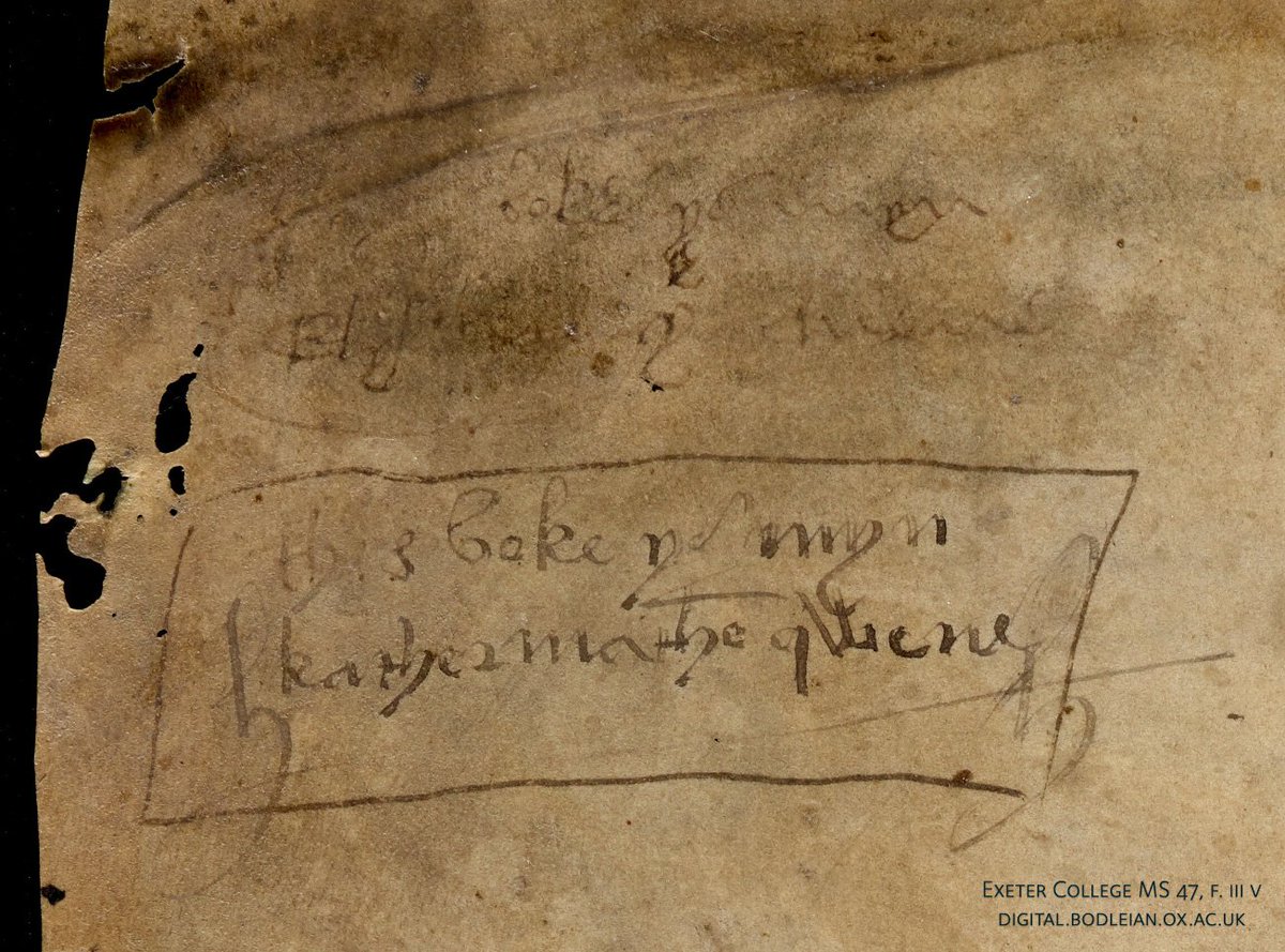 Handwritten inscription inside a medieval psalter, partially faded, with ownership notes of Elizabeth of York and Katherine of Aragon.