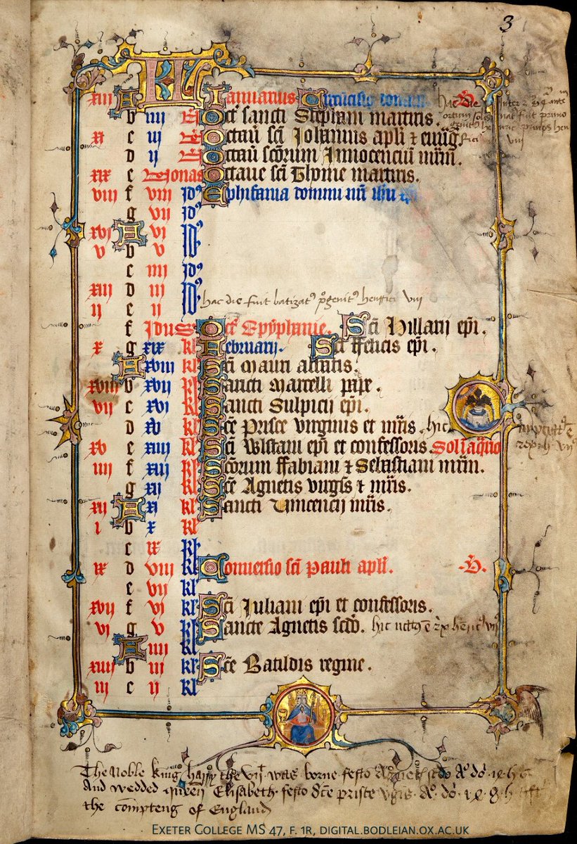 Illuminated calendar page from a medieval psalter.