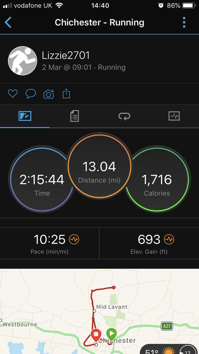 LizzieLynq's tweet photo. Awesome hilly long run on Saturday back in my home town of Chichester, all the way up to the top of the trundle and back! Now time to tapper... #EarnTheView #ReadingHalfMarathon #SageRunningSquad #MysoftRunners @sagefoundation https://t.co/Ts06IFwbtT