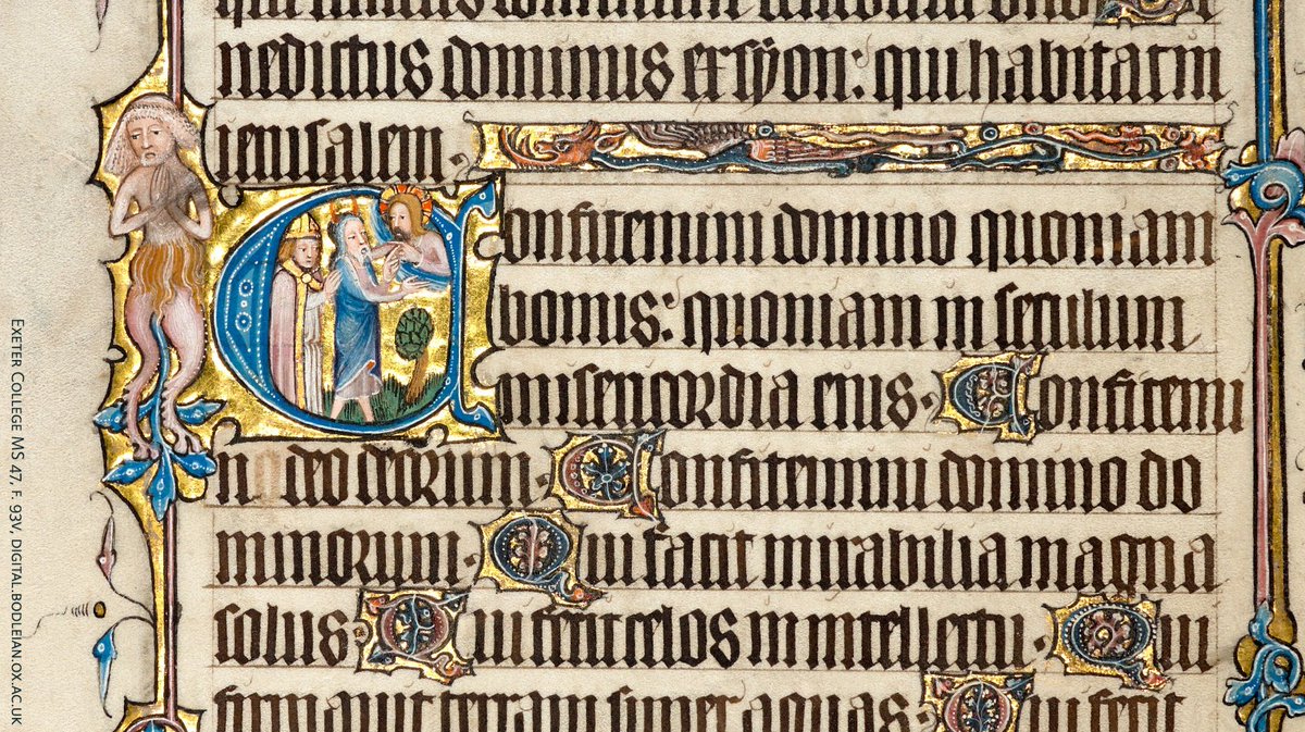 Illuminated initial from a medieval psalter.