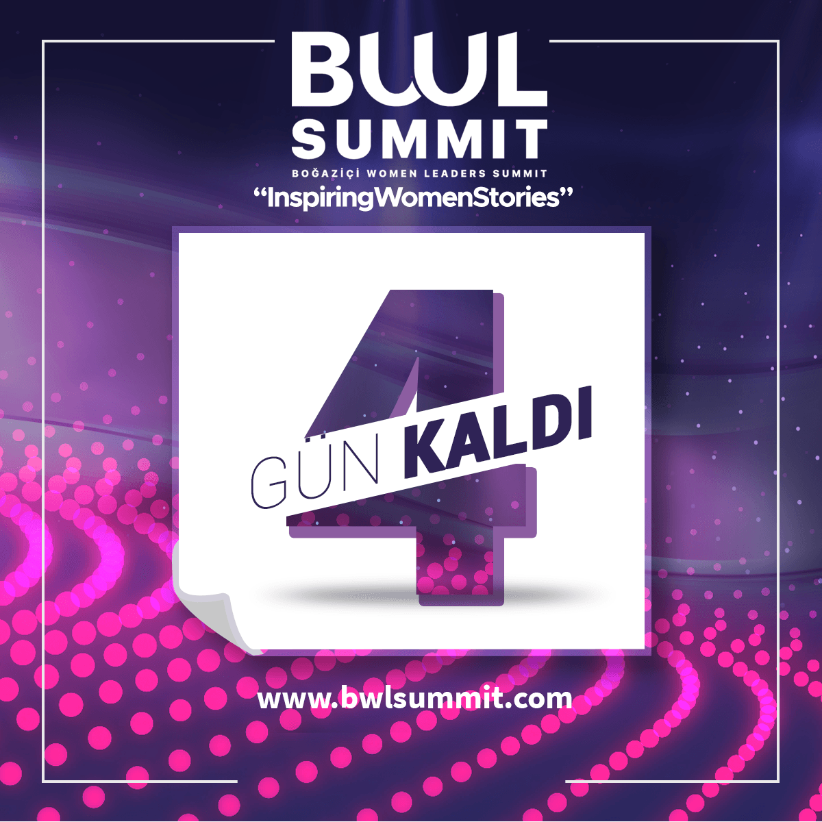 Bu yıl 2.si "İlham Veren Hikayeler" temasıyla gerçekleşecek olan Boğaziçi Women Leaders Summit'e 4 gün kaldı.Program için 2019.bwlsummit.com web sitemizi ziyaret edebilirsiniz. #ilhamverenhikayeler