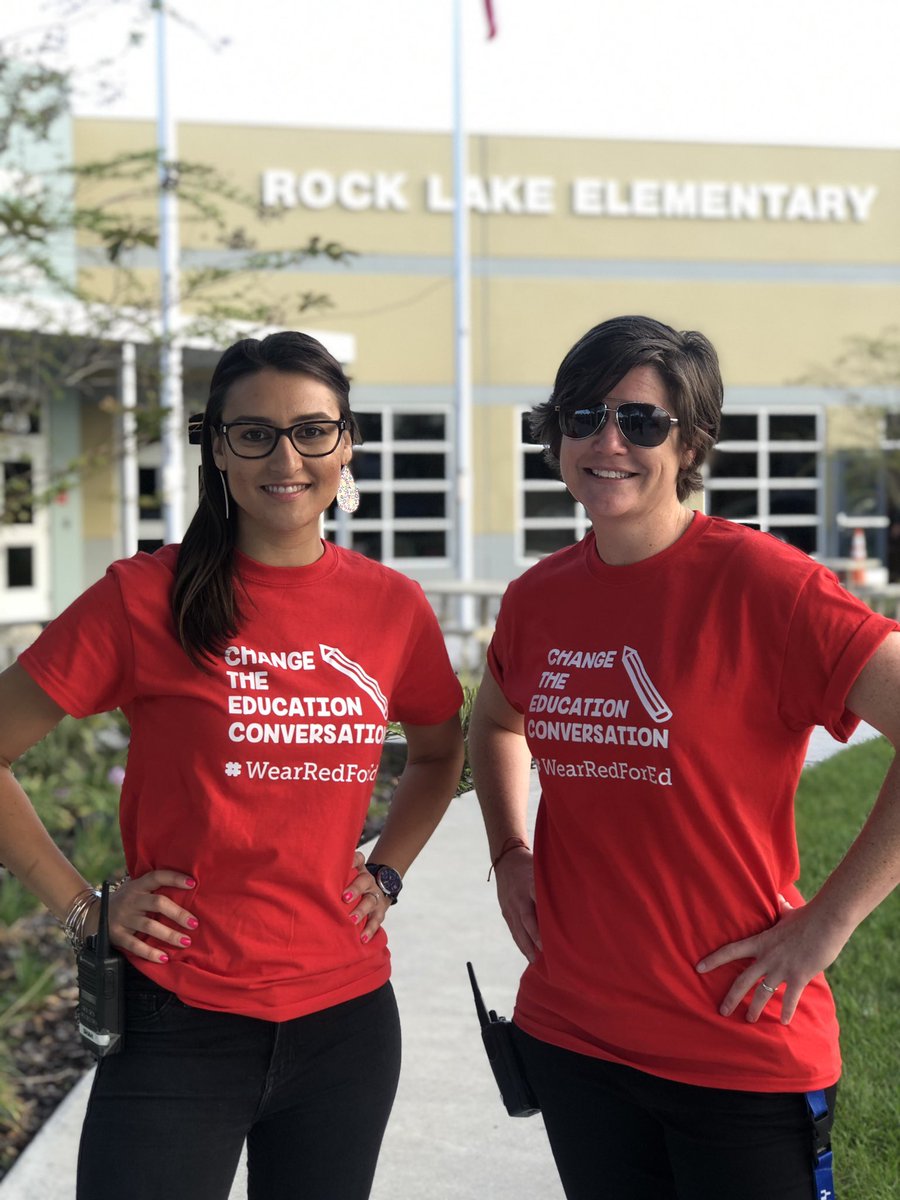 PracPosTeach's tweet photo. Today, #wearredfored because our teachers and students deserve more! We are so excited to have the opportunity to speak the CTA March and Rally for education today #lakeeola in #downtownorlando 
IT’S TIME TO #changetheeducationconversation 
#floridateachers #education https://t.co/2FtKbGxeAs