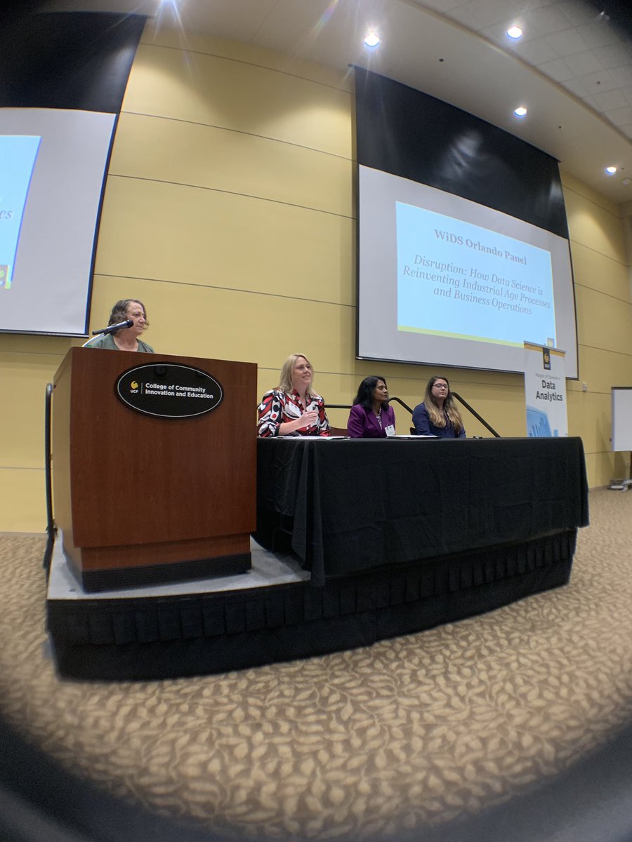 SusanScrupski's tweet image. Data Science Panel kicking off #WiDS2019. Kat Walker, Orlando Health; Rupa Das, Lockheed Martin, Madeline Schiappa, PhD student. Moderated by Dr. Klonoff. #UCFDataSci
