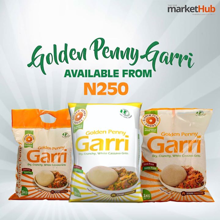 HabariShop's tweet photo. The Golden Penny Garri is now available. It is Dry, Crunchy, Ijebu Garri. Click here to order from N250: https://t.co/AXhQyWdwFd #ShoptheHub https://t.co/Tn29yoVHZb
