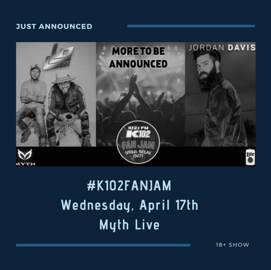 🙌SHOW // ANNOUNCEMENT 🙌

#K102FanJam is BACK with <a href="/JordanCWDavis/">Jordan Davis Music</a> and <a href="/LOCASHmusic/">LOCASH</a> !

More info: ihr.fm/2Urcrpq