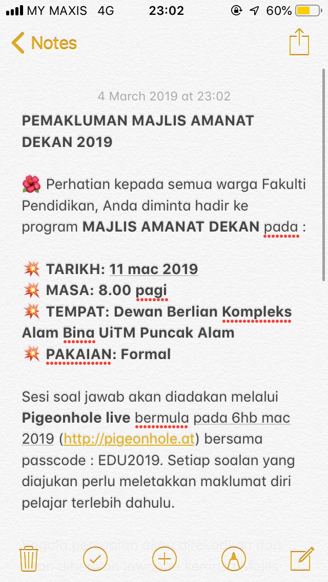 edusmf's tweet photo. PEMAKLUMAN MAJLIS AMANAT DEKAN 2019

Kepada semua warga Fakulti Pendidikan, Anda diminta hadir ke program MAJLIS AMANAT DEKAN pada :

TARIKH: 11 mac 2019
MASA: 8.00 pagi
TEMPAT: Dewan Berlian Kompleks Alam Bina UiTM Puncak Alam
PAKAIAN: Formal 

https://t.co/NBUXViOoC0 https://t.co/cg9iK0Ot74