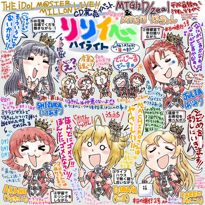 アイドルマスターミリオンライブ!MTG12DZeal&amp;13りるきゃんCDリリース記念イベント昼の部レポート
『♫リリイベハイライト♡』

#ミリシタ
#リリイベ 