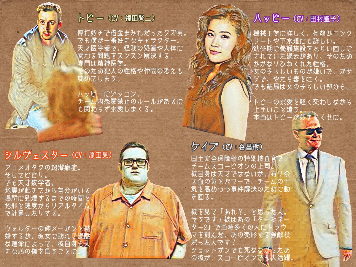 Deck ドラマ スコーピオン シーズン2を見てるんですけど面白すぎる 合計iq700超の天才チームスコーピオンが様々な事件を解決します ウォルターの声を 杉田智和 さんが担当してるのもたまりません あのふざk チャーミングな人が ジョークも言え Deck ドラマ スコーピオン シーズン2を見てるんですけど面白すぎる 合計iq700超の天才チームスコーピオンが様々な事件を解決します ウォルターの声を 杉田智和 さんが担当してるのもたまりません あのふざk チャーミングな人が ジョークも言え