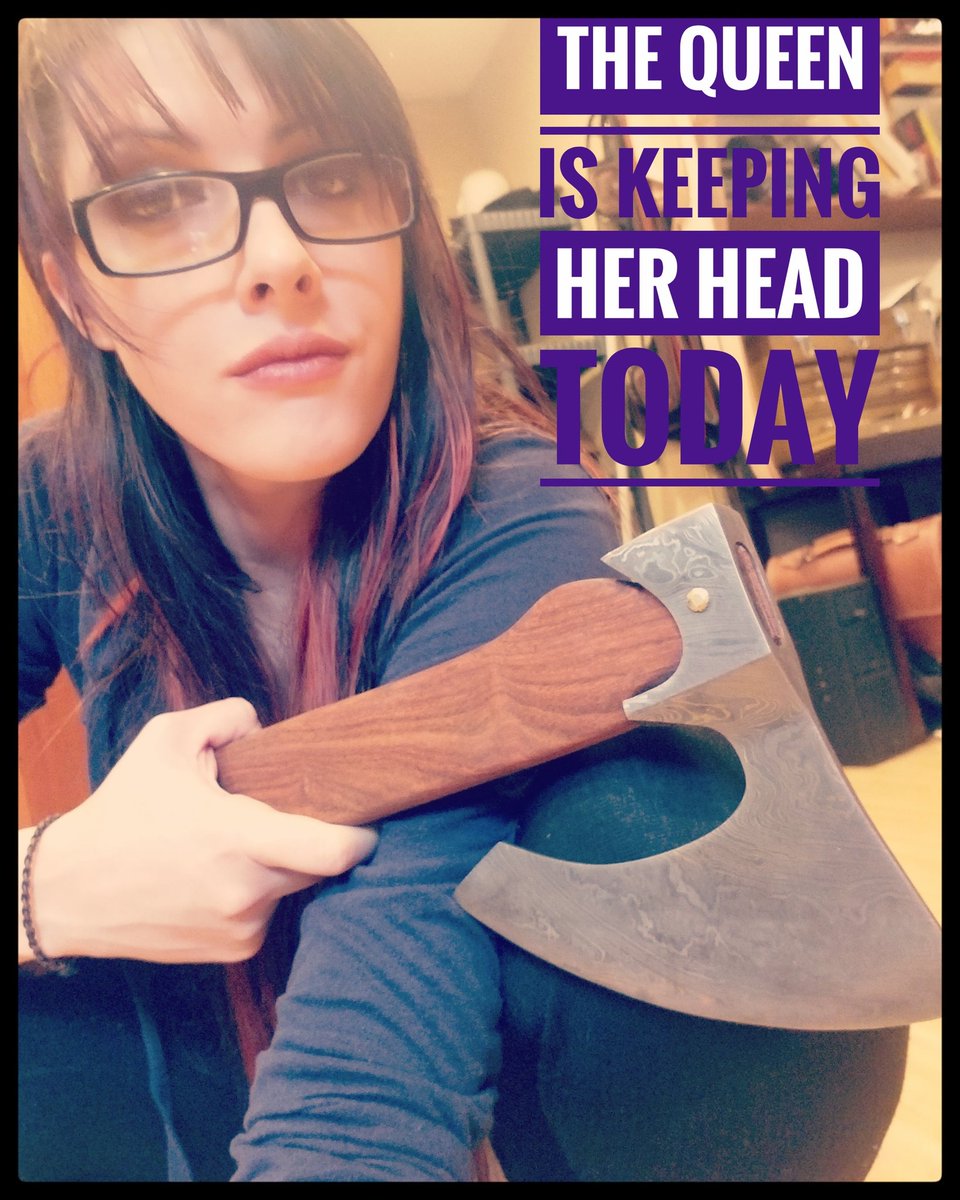 What do you say in the face of death!? Not today. Viking axe by <a href="/rogers_kustoms/">Rogers Kustom Knives</a> 
#knife #knifesheath #knives #axe #axes #viking #norse #queen #bladeshow #beheaded #confidence #death #leatherwork