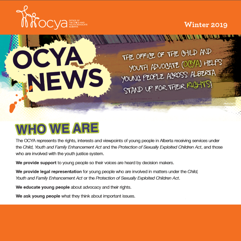 AlbertaOCYA's tweet photo. Our winter newsletter is now online and the theme is the right to an identity. Please print and share with the young people you work with! #abyouth #RightToAnIdentity
https://t.co/XPsXYBwqs0 https://t.co/MBqyBMPiSJ