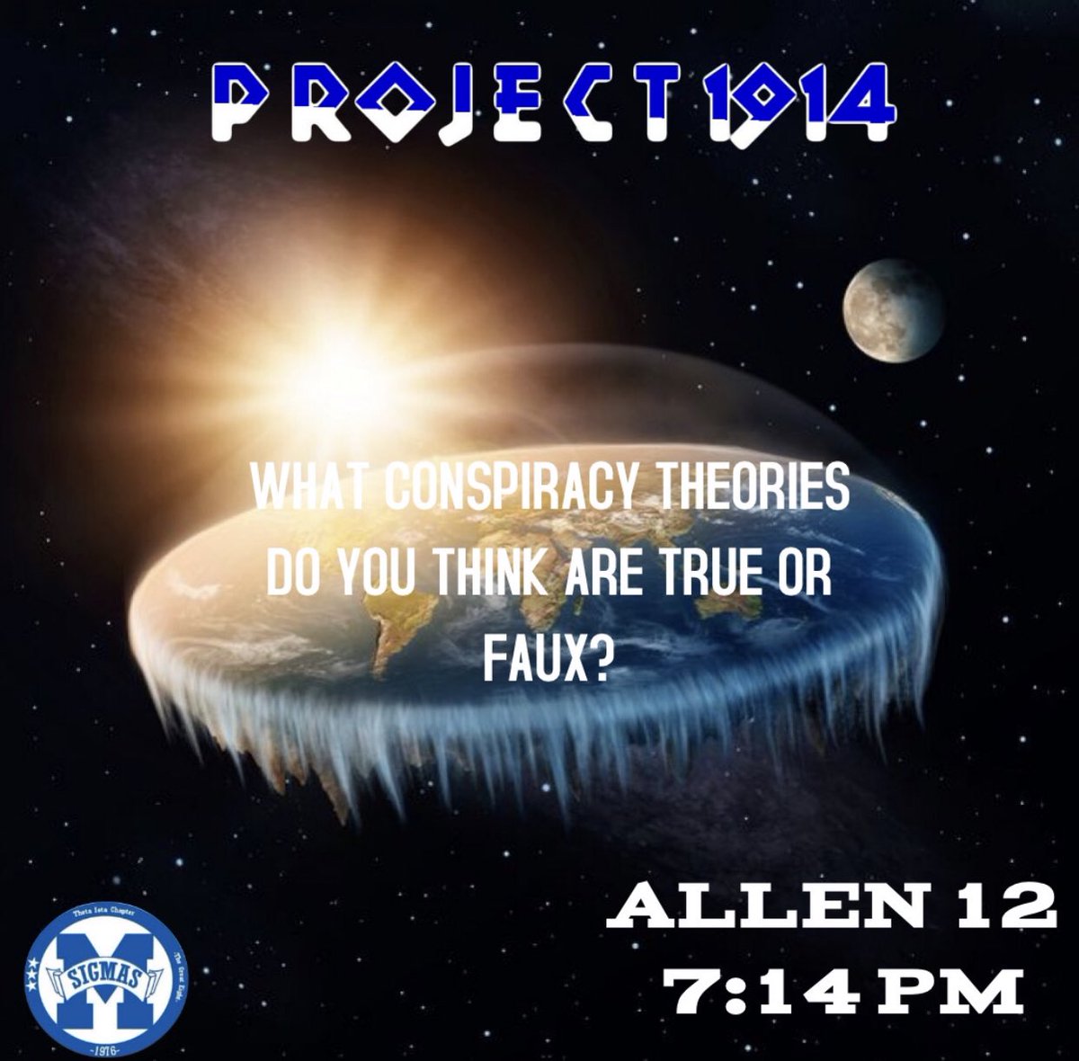 MSUSIGMAS's tweet photo. Join the Men In Blu🕴🏽 tonight as we discuss different conspiracy theories 👽 do you believe in any? Come out & let’s talk about it! #SigmaWeek2019 #MenInBlu #Since76 https://t.co/epqaWcC64z