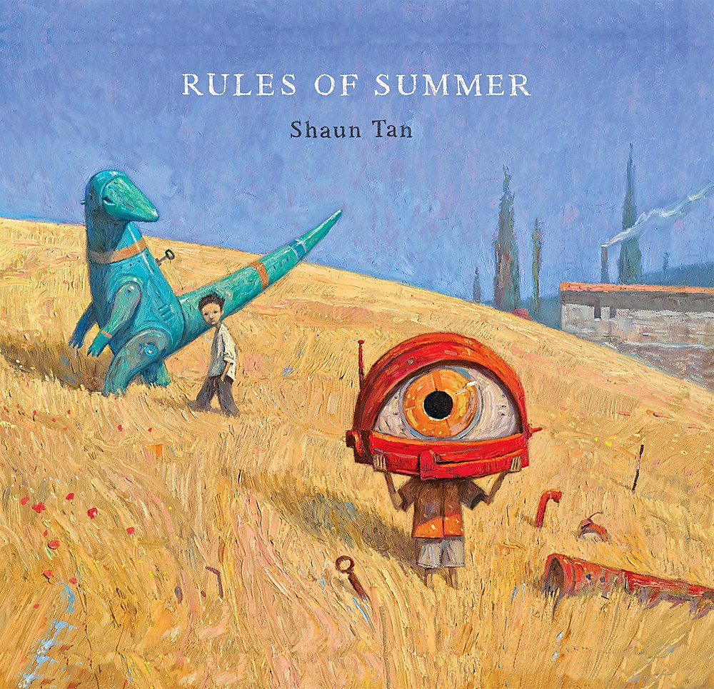 This afternoon we looked at Rules of Summer by Shaun Tan.  #PicturebookADay'There's so many things to look at in the pictures, there's not that much writing but the illustrations have loads of detail. It's a book we really need to think about, isn't it?'