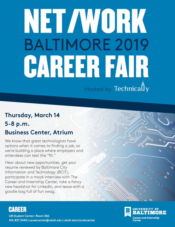 UBaltCAS's tweet photo. Next week, the @UBCareerCenter will host two #career fairs on the UB campus. Mark your calendar! LEARN MORE: https://t.co/jHuPPi3Alx #ubalt https://t.co/nNcZ4WkF6R