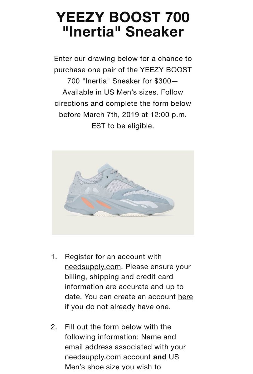 yeezy boost 700 inertia raffle