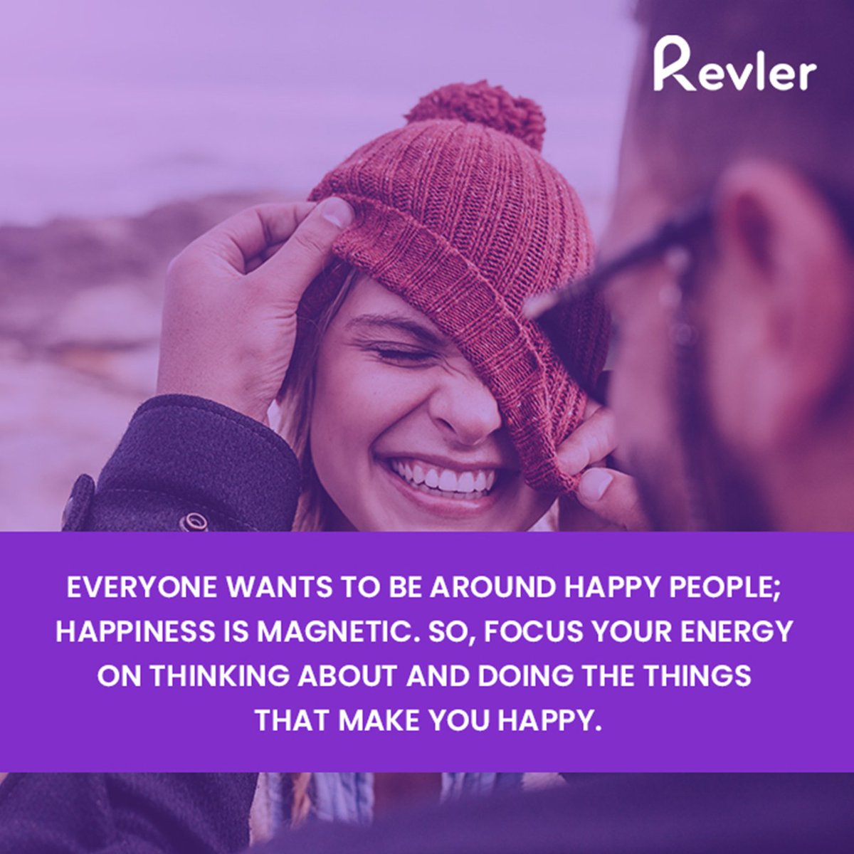 RevlerApp's tweet photo. Everyone wants to be around happy people; happiness is magnetic. So, focus your energy on thinking about and doing the things that make you happy.

#datingadvice #love #single #onlinedating #deeply #dates #singleguy #relationship #truelove #datingapp #datingtips #firstdate https://t.co/8CnlPsYjbk
