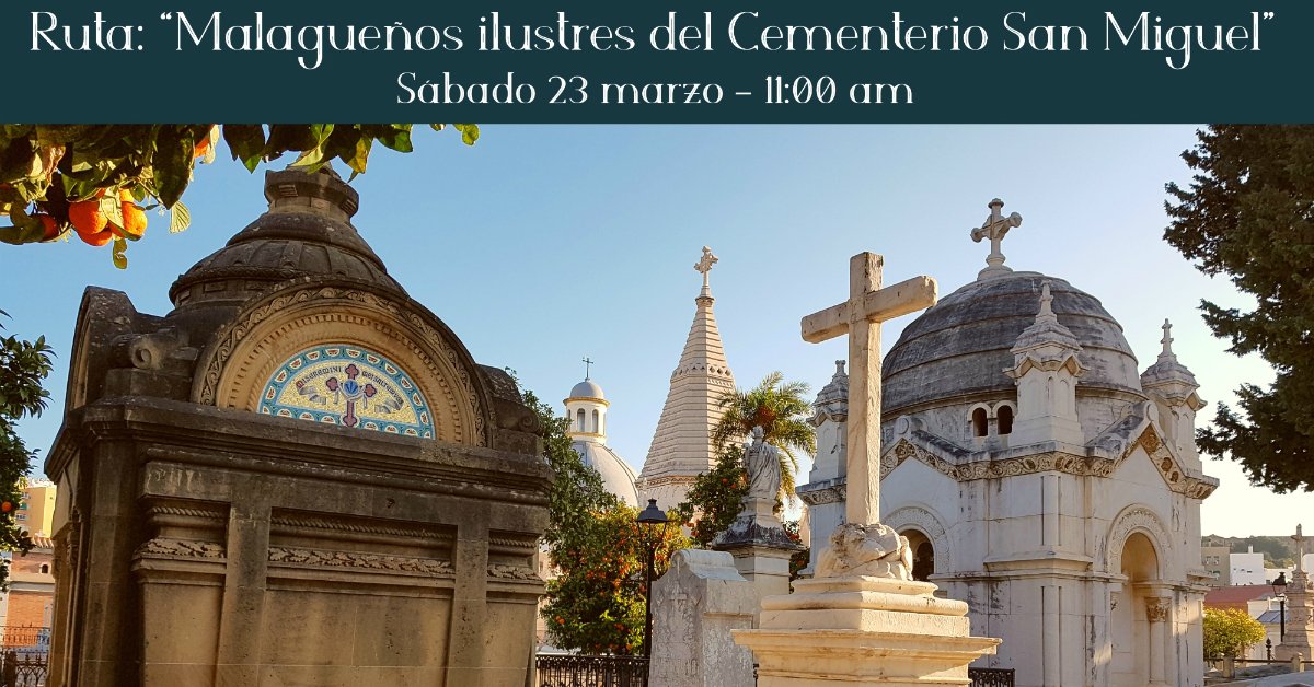 Visita al #cementerio San Miguel de #Málaga el sábado 23 de marzo a las 11:00 h. para conocer los malagueños ilustres que descansan allí. 
Más información en: cultopia.es/portfolio/ceme…
Reservas en el: 692.717.612
<a href="/CementSanMiguel/">Cementerio Histórico San Miguel</a>