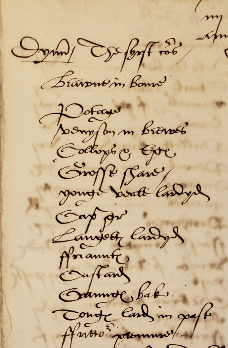 AucoinTaylor's tweet photo. Today is #CollopMonday, prelude to #PancakeTuesday. In 1533 Anne Boleyn hosted a #ShroveMonday dinner for her new husband Henry VIII. First course included traditional collops (cooked strips of meat) & eggs, custard, fritters, & plenty of lard! @britishlibrary Add 45716 A, f. 56v https://t.co/NgskCM2UHH