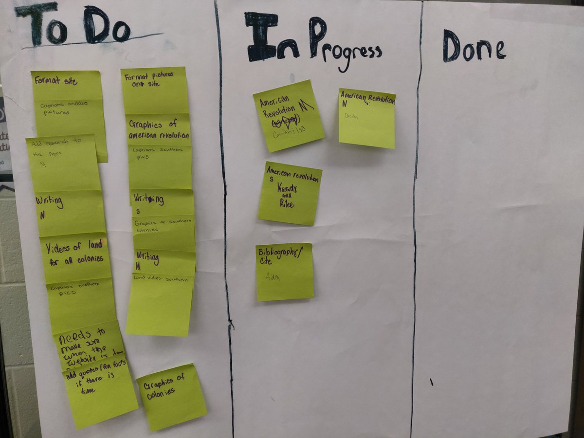 AZombron's tweet photo. Agile method and 6th grade group projects?  Website development is easy when we plan like this. @Davidaltizer9 @studentssmiling #mcmsweroar @ccps_gifted https://t.co/Ll3fWrqoMt