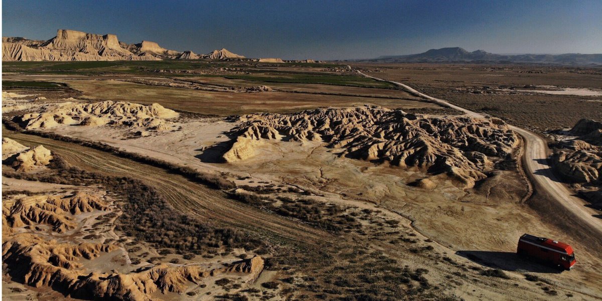 A glimpse @bardenas_reales_navarra from within. Would drive there anytime again. Maybe on the way back for the Tüv. #vanlife #traveller #nature #desert #photography #dji #wanderlust #ontheroad #drone #aerialphotography #fotographie #travelphotography #aerial #aerialphotoshoot