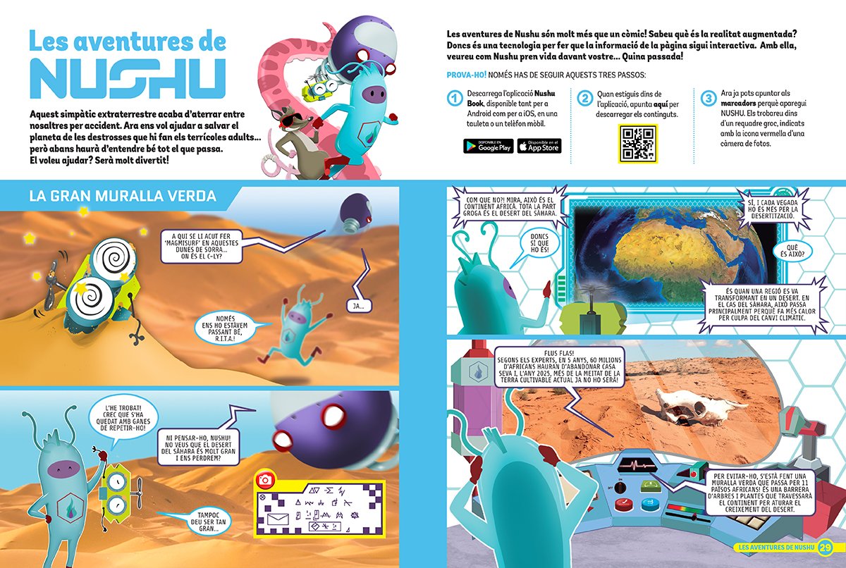 Al Petit SÀPIENS de març ha aterrat un personatge especial, #Nushu, un extraterrestre que pren vida amb la realitat augmentada i que us ajudarà a salvar el planeta de les destrosses dels terrícoles adults. Busqueu la revista a quiosc o subscrivius-vos-hi a sapiens.cat/petitsapiens