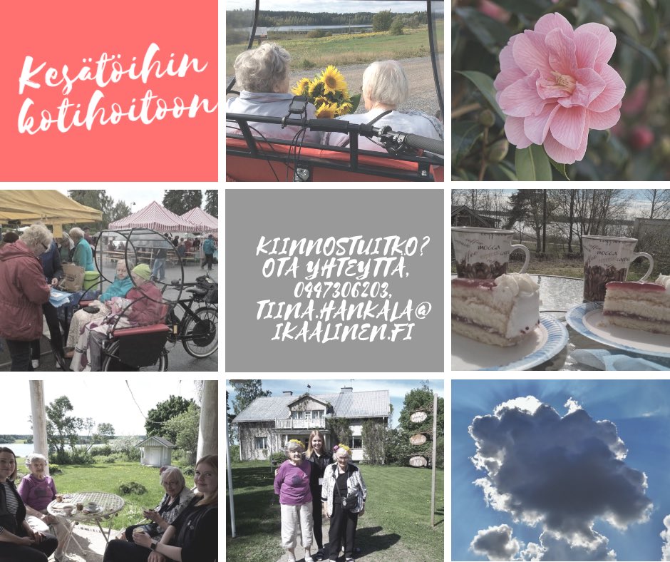 TiinaHankala's tweet photo. #ikaalinen #kesätyöt #onneaonkotihoito
Tervetuloa Ikaalisten kotihoitoon kesätöihin! Meillä saat olla osana upeaa ja ammattitaitoista tiimiä! Meillä tehdään elämyksellistä kotihoitoa osana asiakkaan arkea! https://t.co/q0YaiXvfs4
