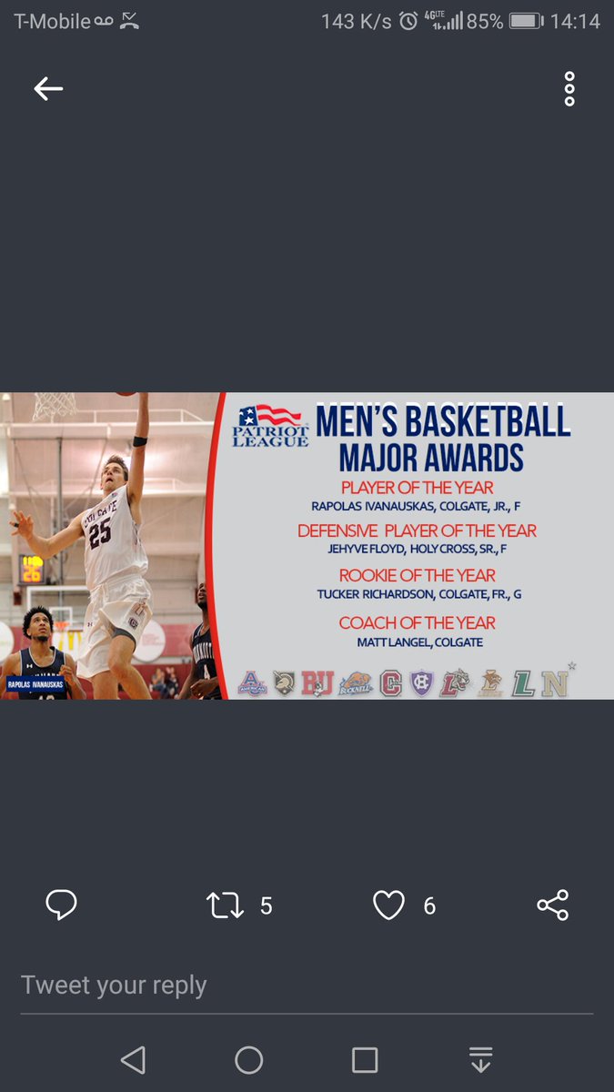 FPbasketball's tweet photo. Congrats to @FPbasketball alumni and current trainee of Coach Steve Pratt, @colgateuniv Rapolas Ivanauskas on winning Player of the Year honors for the Patriot League!!! #FPFAM #FPLOYALTY #FPALUMNI #POY https://t.co/DGEmmgvWnc