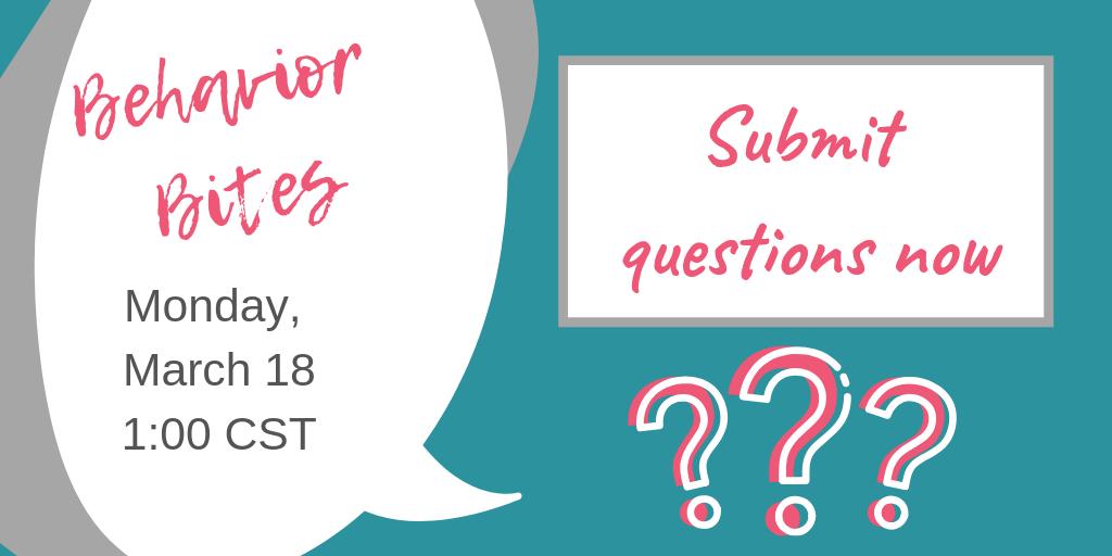 CarrieGotts's tweet photo. Submit questions for our next #behaviorbites conversation on March 18:
https://t.co/acalh7kPbp https://t.co/7gGqkrV7J9