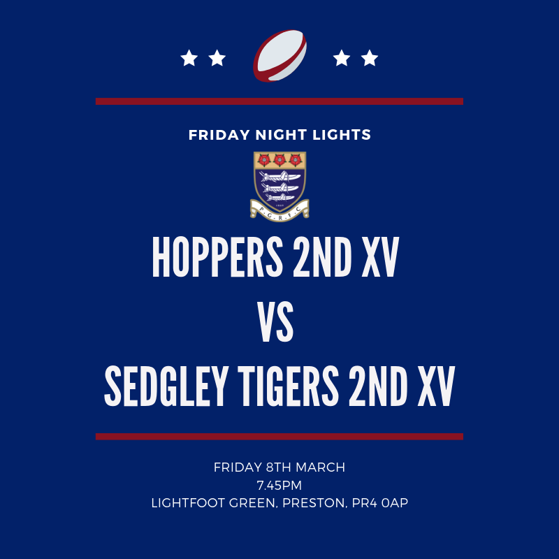 RugbyHoppers's tweet photo. We’ve got a big game at Lightfoot Green on Friday night when Hoppers 2nd XV take on @SedgleyTigers @Mighty2nds at 7.45pm in a Cotton Traders Conference A fixture. Get down to the club to support the lads and watch some great rugby! #FridayNightLights https://t.co/LqJTV21JpR