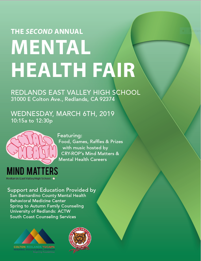 CRYROP's tweet photo. Follow @REVupAwareness as they kick off their Mental Health Spirit Week and for details on their second annual Mental Health Fair this Wednesday March 6th 10:15AM - 12:30PM at Redlands East Valley High School. #REVStopsStigma #CRYOP #Proud2bROP @rev_wildcats https://t.co/2qnR2TBVqU