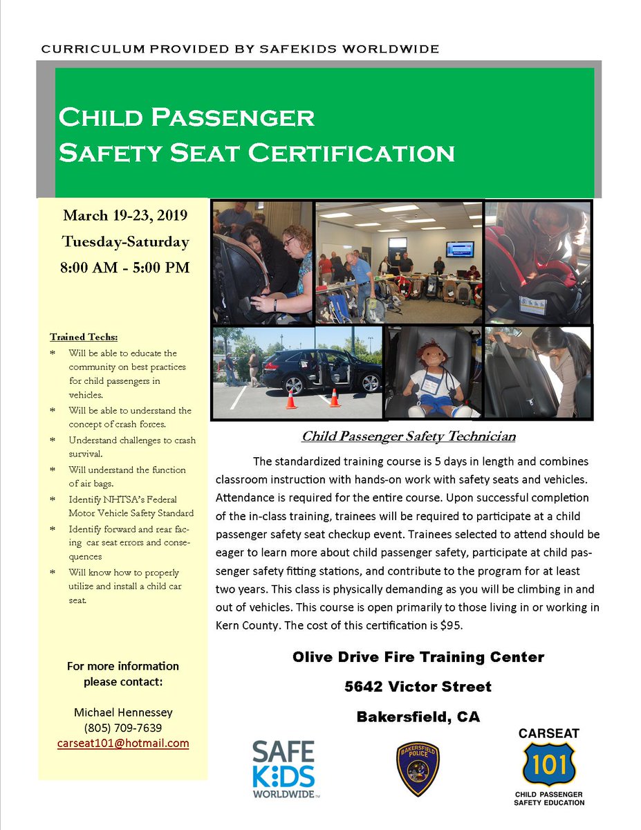 bakersfieldpd's tweet photo. Want to learn more about car seats? We have a Child Passenger Safety Technician course coming up! This course is ideal for people who work with young children #CarSeats #ChildPassenger #KeepingKidsSafe #ChildSafety 👶🚗 https://t.co/tXtX0UOriP